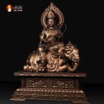 Tượng Phổ Hiền Bồ tát ngồi trên Voi trắng sáu ngà thờ trong chùa phủ sơn bảo vệ