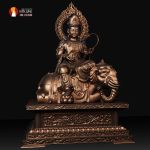 Tượng Phổ Hiền Bồ tát ngồi trên Voi trắng sáu ngà thờ trong chùa phủ sơn bảo vệ