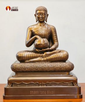 Tượng Thánh tăng Sivali ngồi thờ trong gia đình, điêu khắc thủ công