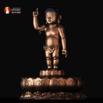 Tượng Phật sơ sinh và Chậu tắm Phật ngày lễ Phật đản, đồng đỏ cao cấp