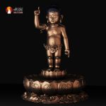 Tượng Phật sơ sinh và Chậu tắm Phật ngày lễ Phật đản, đồng đỏ cao cấp