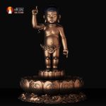 Tượng Phật sơ sinh và Chậu tắm Phật ngày lễ Phật đản, đồng đỏ cao cấp