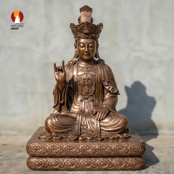 Tượng Văn thù Sư Lợi thế kỷ 19 - Dáng Ngồi Kiết già trên Bệ Vuông Tiết Kiệm Không Gian
