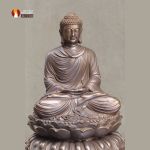 Tượng Phật Thích Ca tọa Thiền thờ trong Chùa hoặc tại gia, đồng vàng để mộc 1