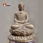 Tượng Phật Thích Ca tọa Thiền thờ trong Chùa hoặc tại gia, đồng vàng để mộc 2