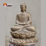 Tượng Phật Thích Ca tọa Thiền thờ trong Chùa hoặc tại gia, đồng vàng để mộc 2