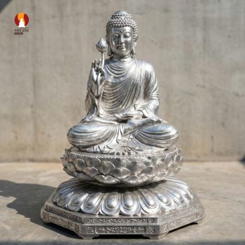 Tượng Phật Thích Ca niêm hoa vi tiếu - Vật Liệu Aluminum - Đẹp Như Đồng, Nhẹ và Giá tối ưu