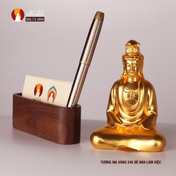 Tượng Phổ Bi Quán âm cao 11,5 cm mạ vàng 24k