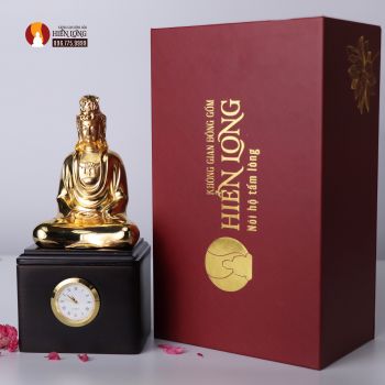 Tượng Quan âm Diệu Giác Thời cao 19cm mạ vàng 24k